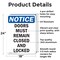 Signmission Doors Must Remain Closed And Locked, 18 in W x Rectangle, Aluminum OS-2PACK-NS-A-1824-V-11532 - alternate 2
